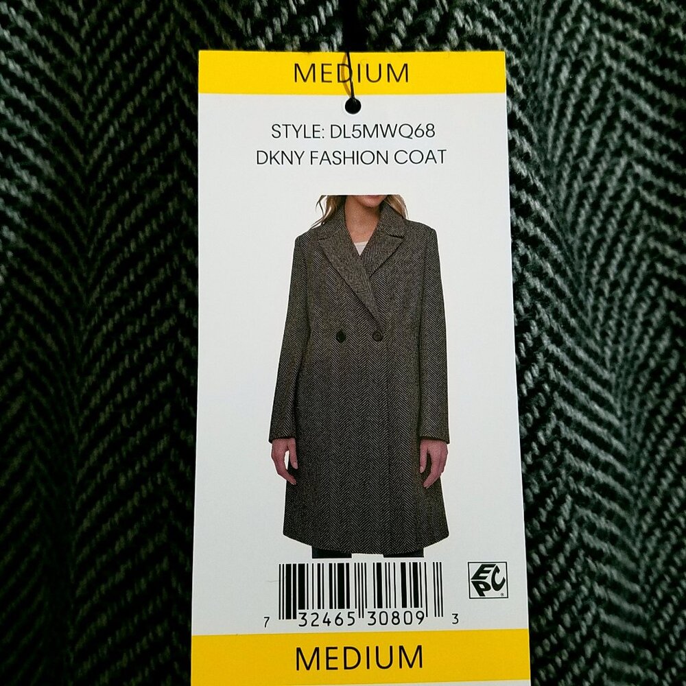 DKNY Women’s Classic Gray Twill Winter Coat Size M NWT - Picture 14 of 16
